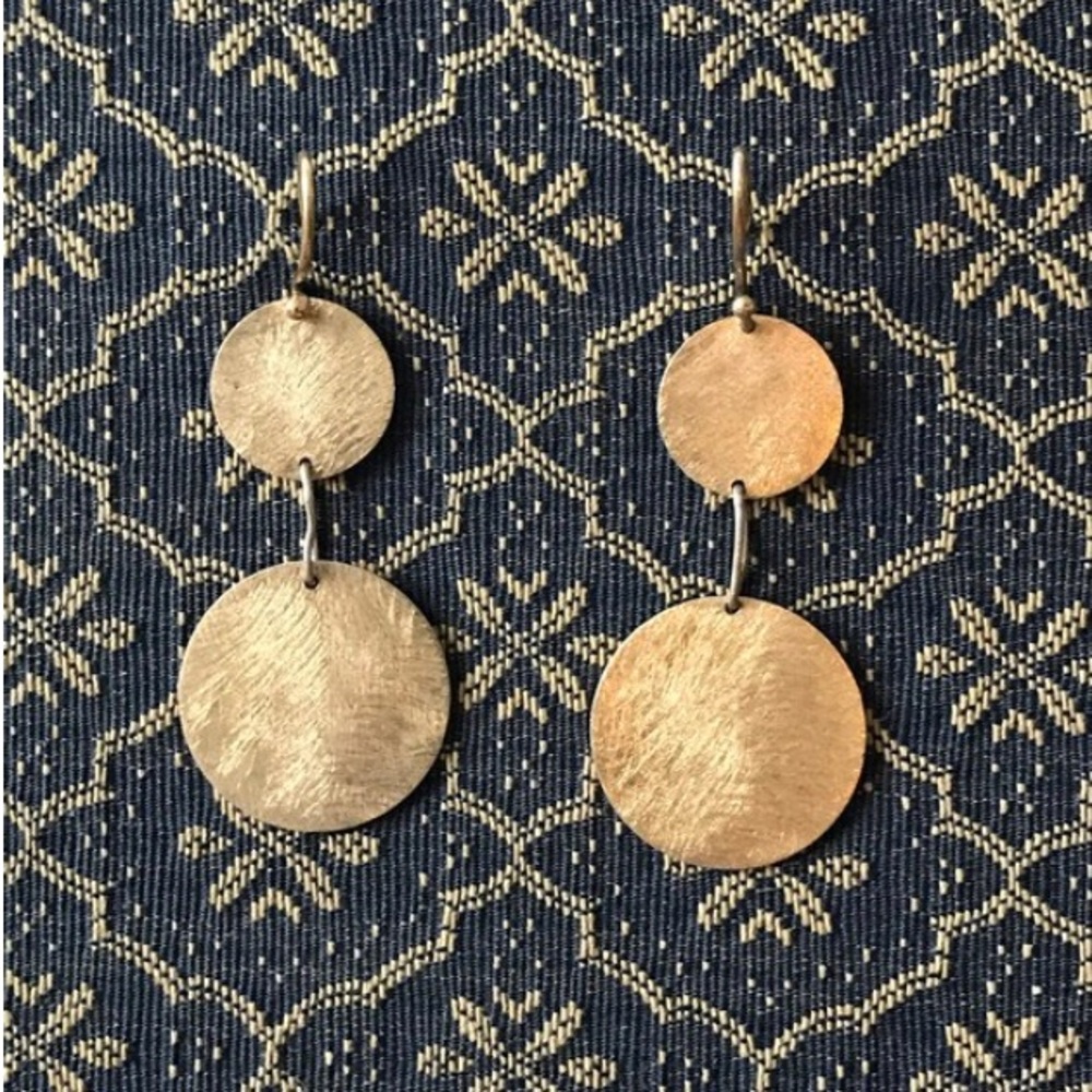 Vintage 90's Mod Brushed Goldtone Statement Earrings from Erica Wilson Nantucket
